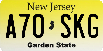 NJ license plate A70SKG