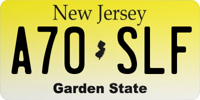 NJ license plate A70SLF