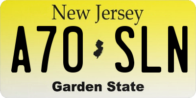 NJ license plate A70SLN