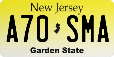 NJ license plate A70SMA
