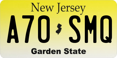 NJ license plate A70SMQ