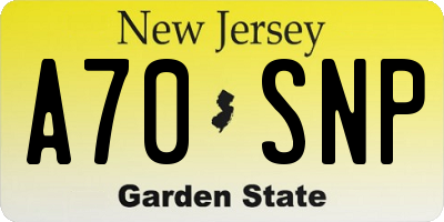 NJ license plate A70SNP