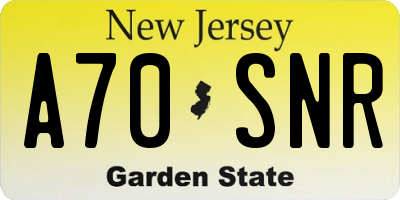 NJ license plate A70SNR