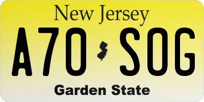 NJ license plate A70SOG