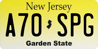 NJ license plate A70SPG