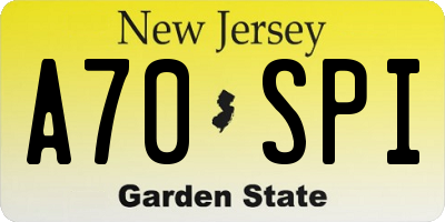 NJ license plate A70SPI