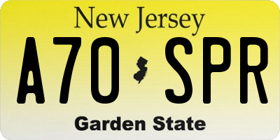 NJ license plate A70SPR