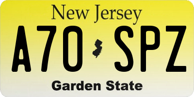 NJ license plate A70SPZ
