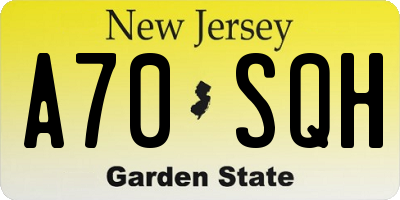 NJ license plate A70SQH