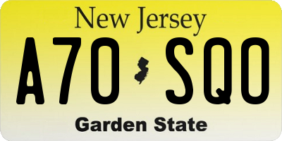 NJ license plate A70SQO