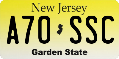 NJ license plate A70SSC