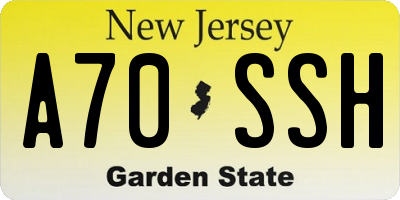 NJ license plate A70SSH