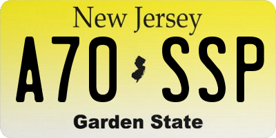 NJ license plate A70SSP