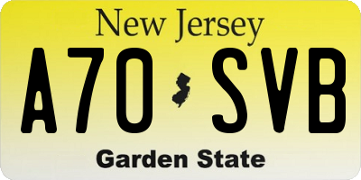 NJ license plate A70SVB