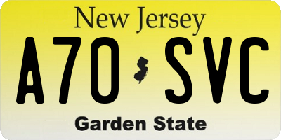 NJ license plate A70SVC