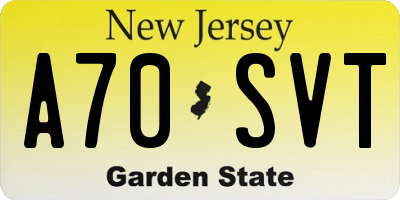 NJ license plate A70SVT