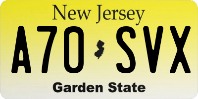 NJ license plate A70SVX