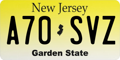 NJ license plate A70SVZ