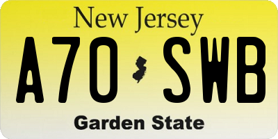 NJ license plate A70SWB