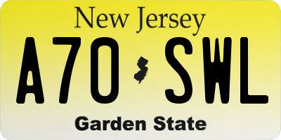 NJ license plate A70SWL