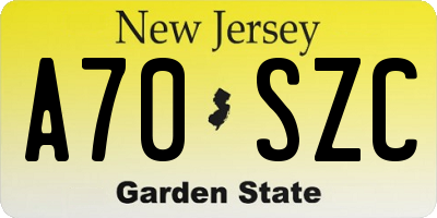 NJ license plate A70SZC