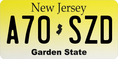 NJ license plate A70SZD