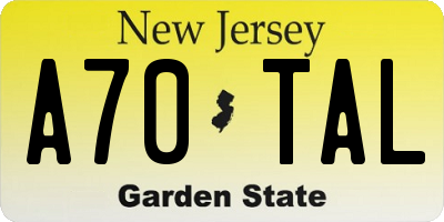 NJ license plate A70TAL