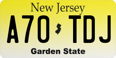 NJ license plate A70TDJ