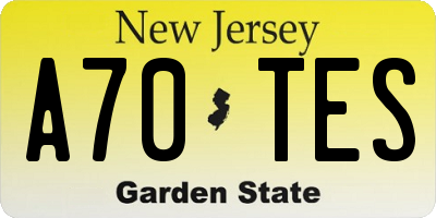 NJ license plate A70TES