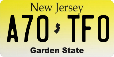NJ license plate A70TFO