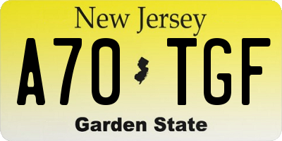 NJ license plate A70TGF