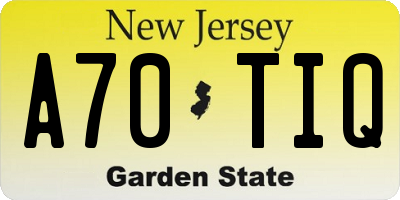 NJ license plate A70TIQ