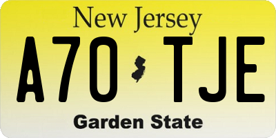 NJ license plate A70TJE