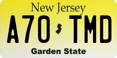 NJ license plate A70TMD