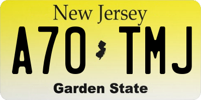 NJ license plate A70TMJ