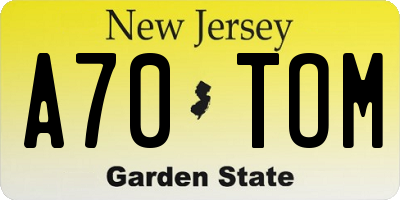 NJ license plate A70TOM