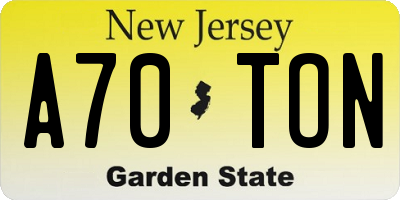 NJ license plate A70TON