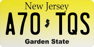 NJ license plate A70TQS