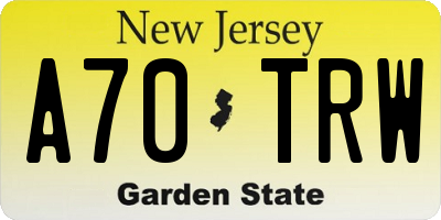 NJ license plate A70TRW