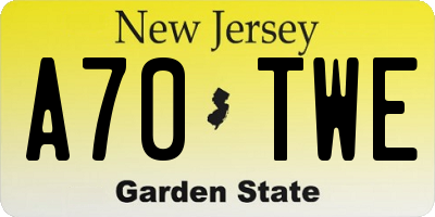 NJ license plate A70TWE