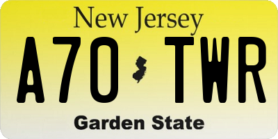 NJ license plate A70TWR