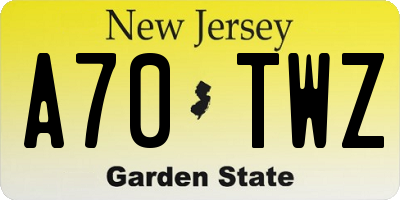 NJ license plate A70TWZ