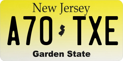 NJ license plate A70TXE