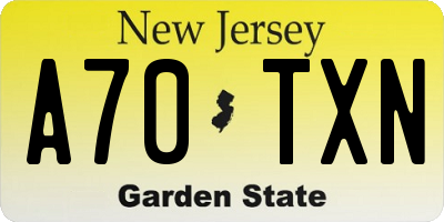 NJ license plate A70TXN