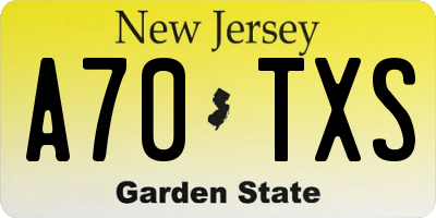 NJ license plate A70TXS