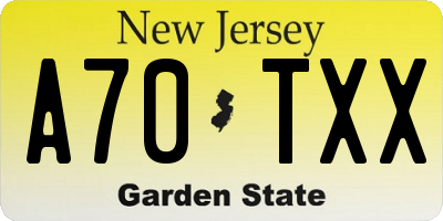 NJ license plate A70TXX
