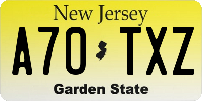 NJ license plate A70TXZ