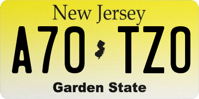 NJ license plate A70TZO