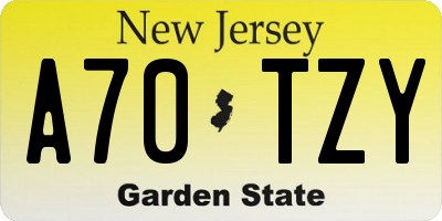 NJ license plate A70TZY