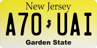 NJ license plate A70UAI